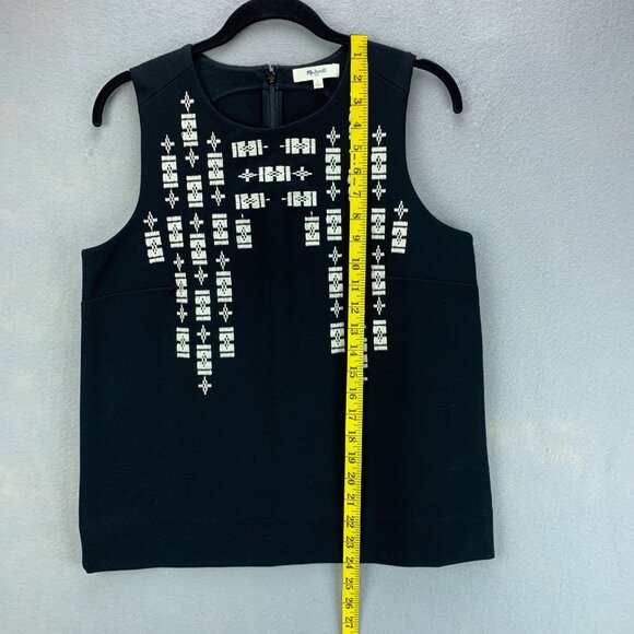 Madewell‎ Top Womens Small Black Sleeveless Embroidered Stretch Back Zip - Picture 8 of 13
